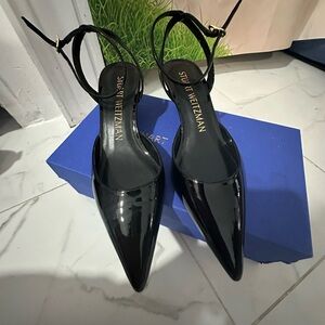 Stuart Weitzman leather Heels, Black, US Sz 8 B, New